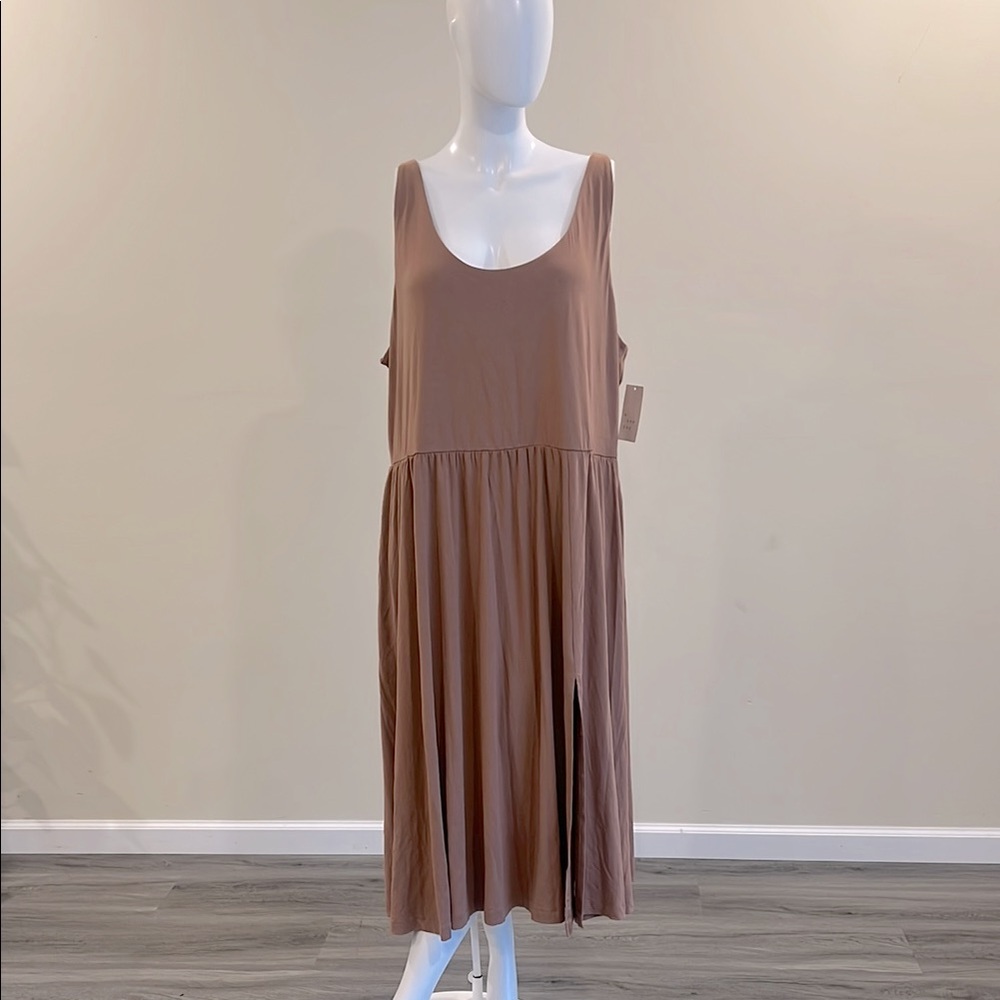 A NEW DAY Elegant Tan Sleeveless Dress.